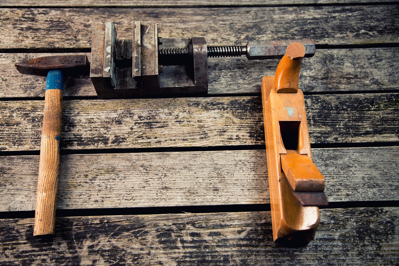 Artisan woodworking tools laid out for residential remodel work