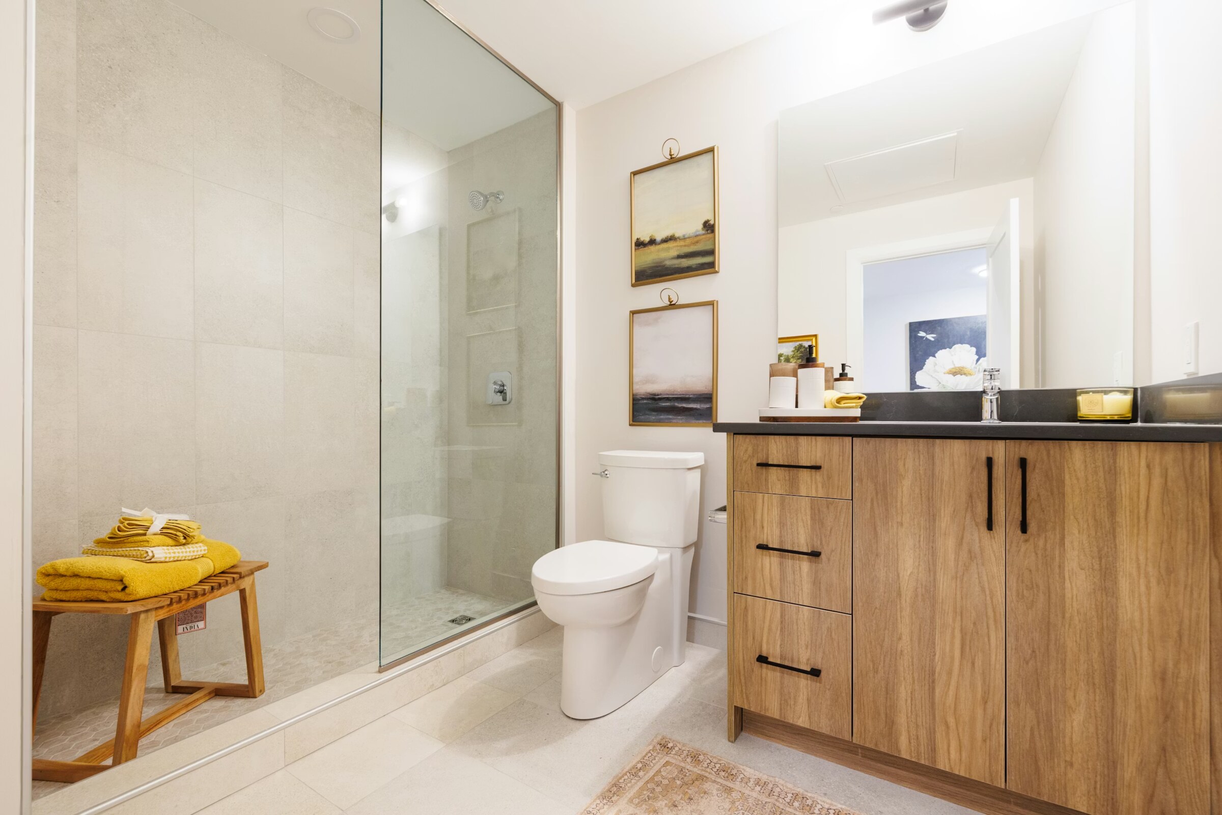 Modern bathroom remodel with clean lines and premium fixtures